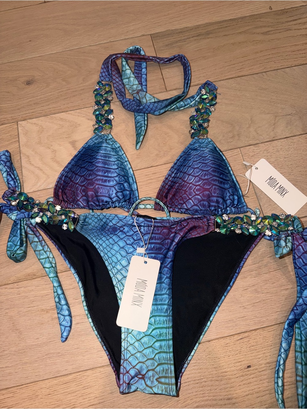 Moda minx blue-Purple Ombre Embellished Bikini Set